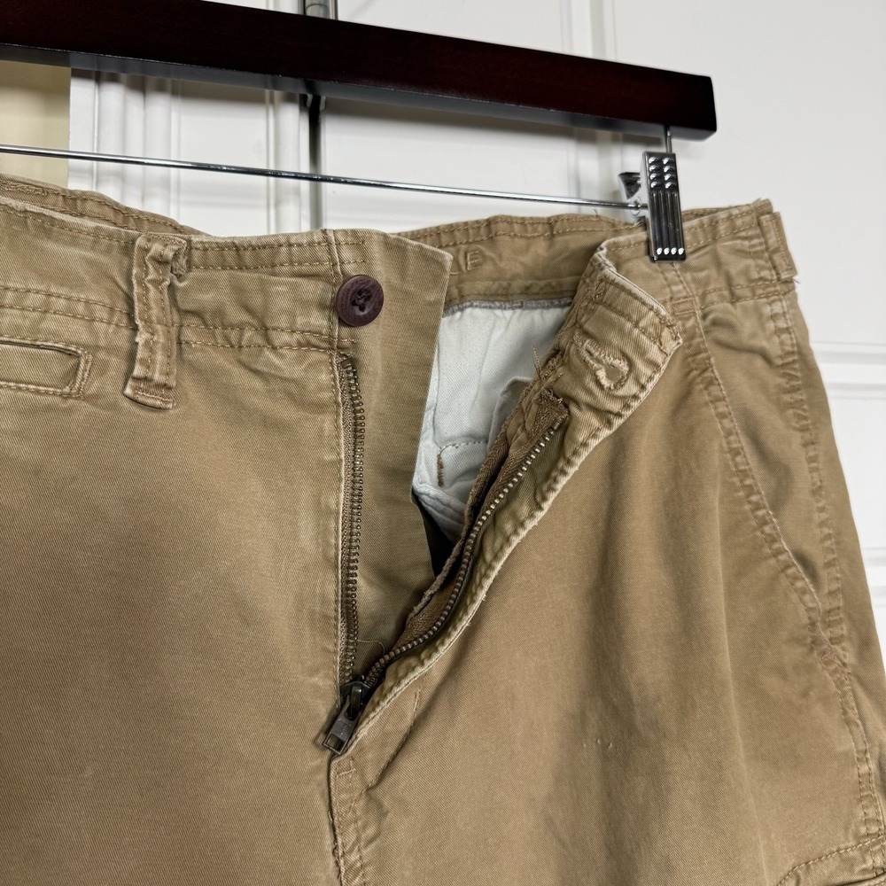 American Eagle Slim Cargo Pants 34/32 (35/27.5) Khaki Beige Y2K Distress Stretch - Picture 7 of 12